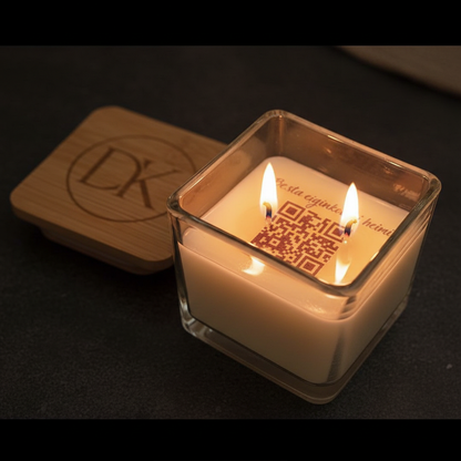 Sérsniðið kerti með QR-kóða og falnum skilaboðum